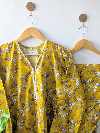 Mustard Petals Lawn Stitched 2pc