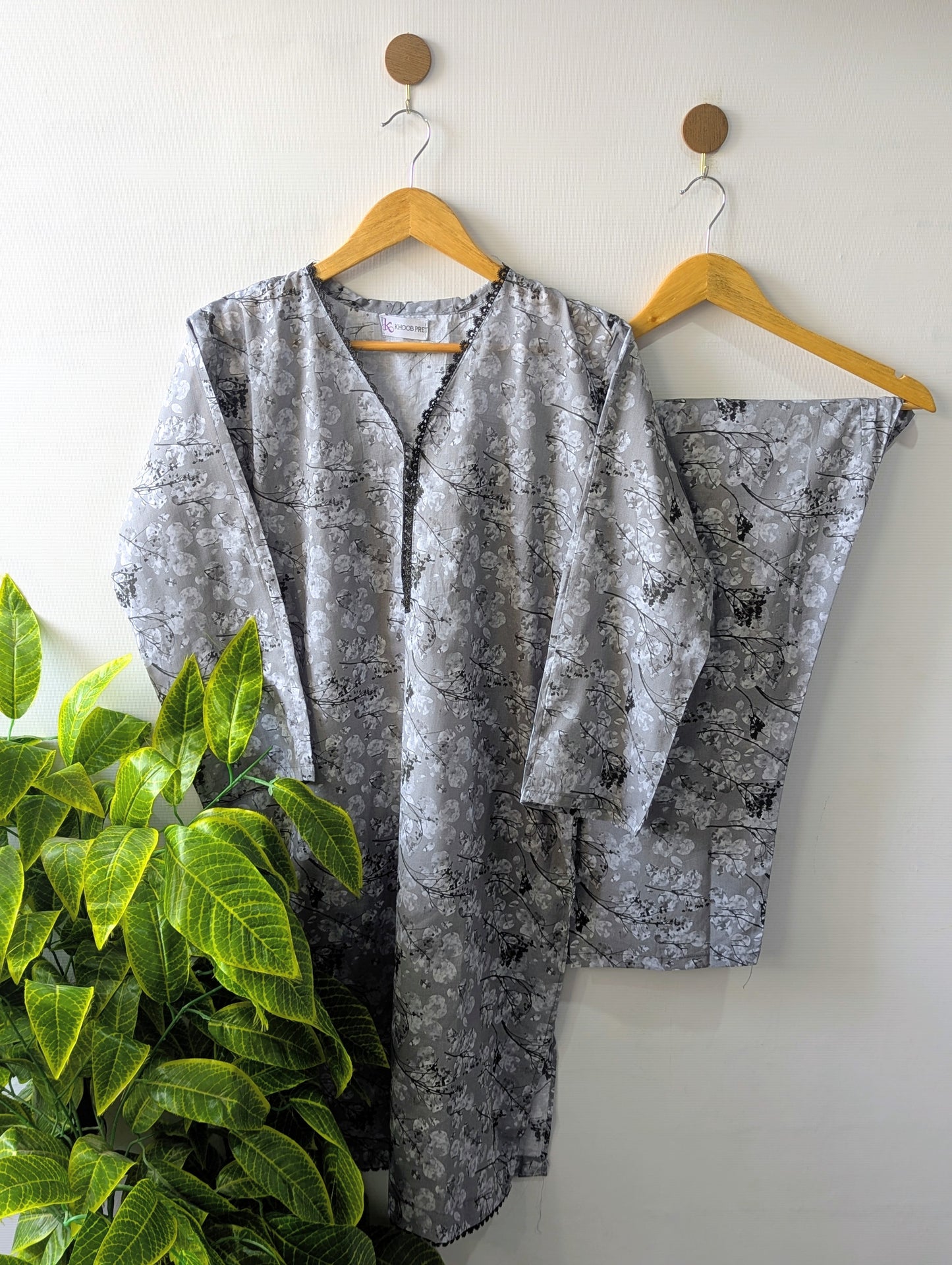 Grey Petals Lawn Stitched 2pc
