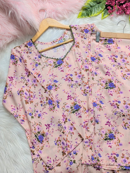 Violet Petals Linen Stitched 2pc