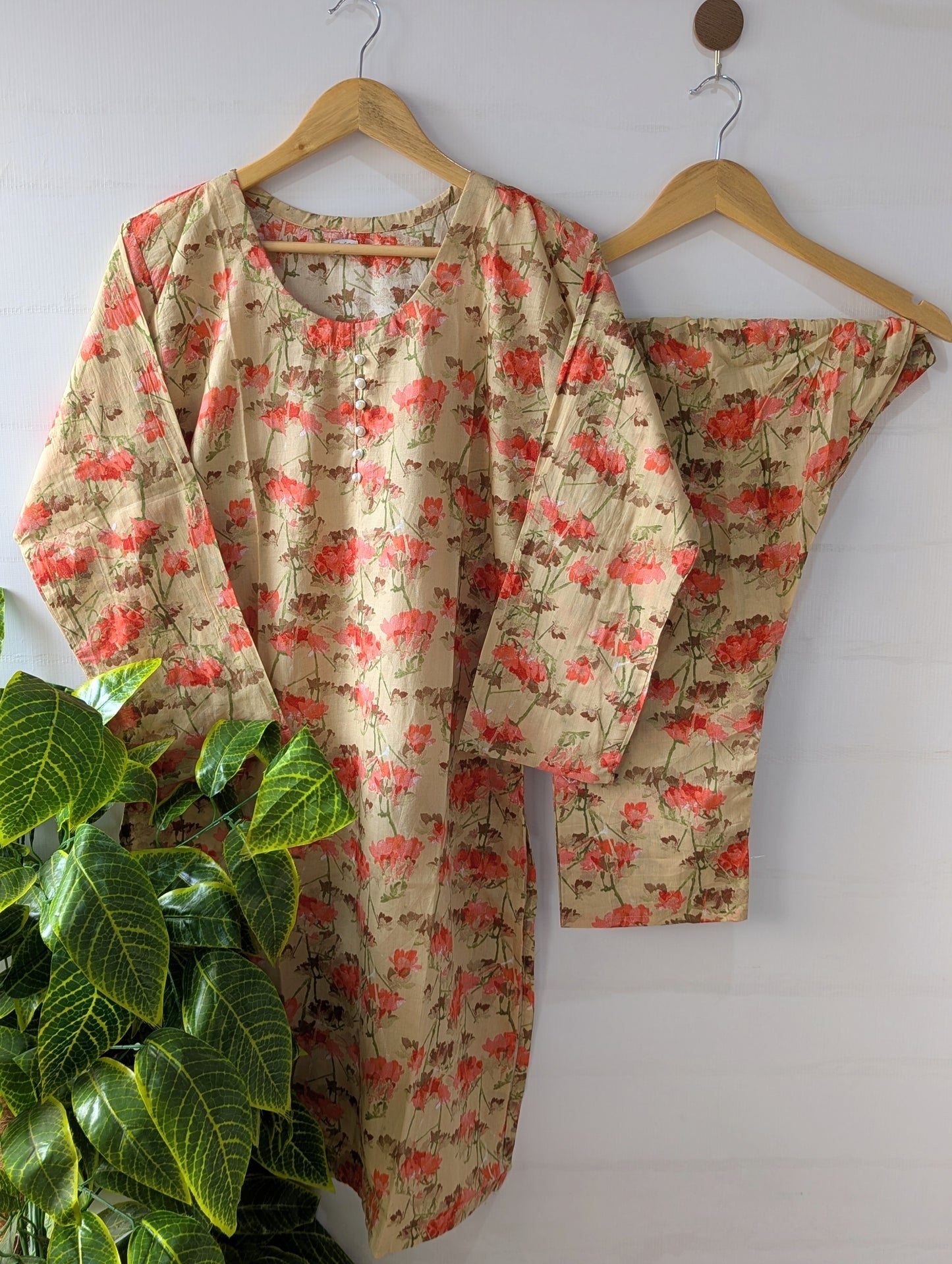 Spring Beige Lawn 2pc Co-ord Set