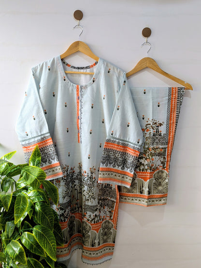 Azure Oasis Khaddar 2pc Set