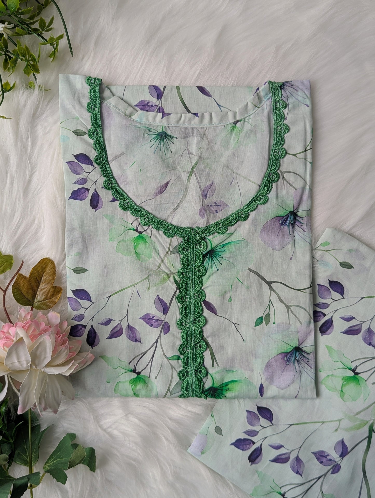 Light Green Petals Lawn 2pc Co-ord Set