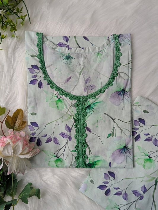 Light Green Petals Lawn 2pc Co-ord Set