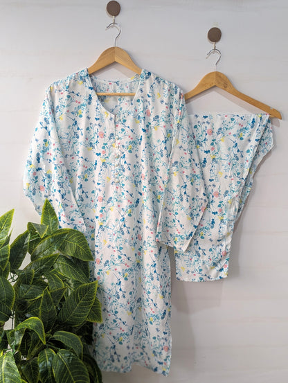 Sea White Petals Linen 2pc Dress