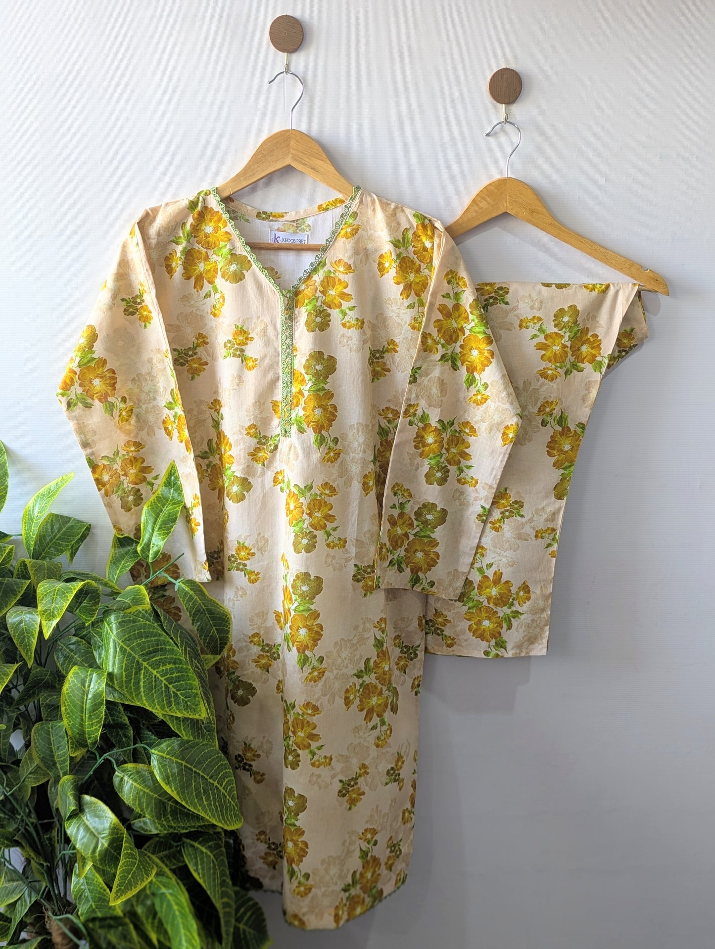 Beige Florals Lawn Stitched 2pc