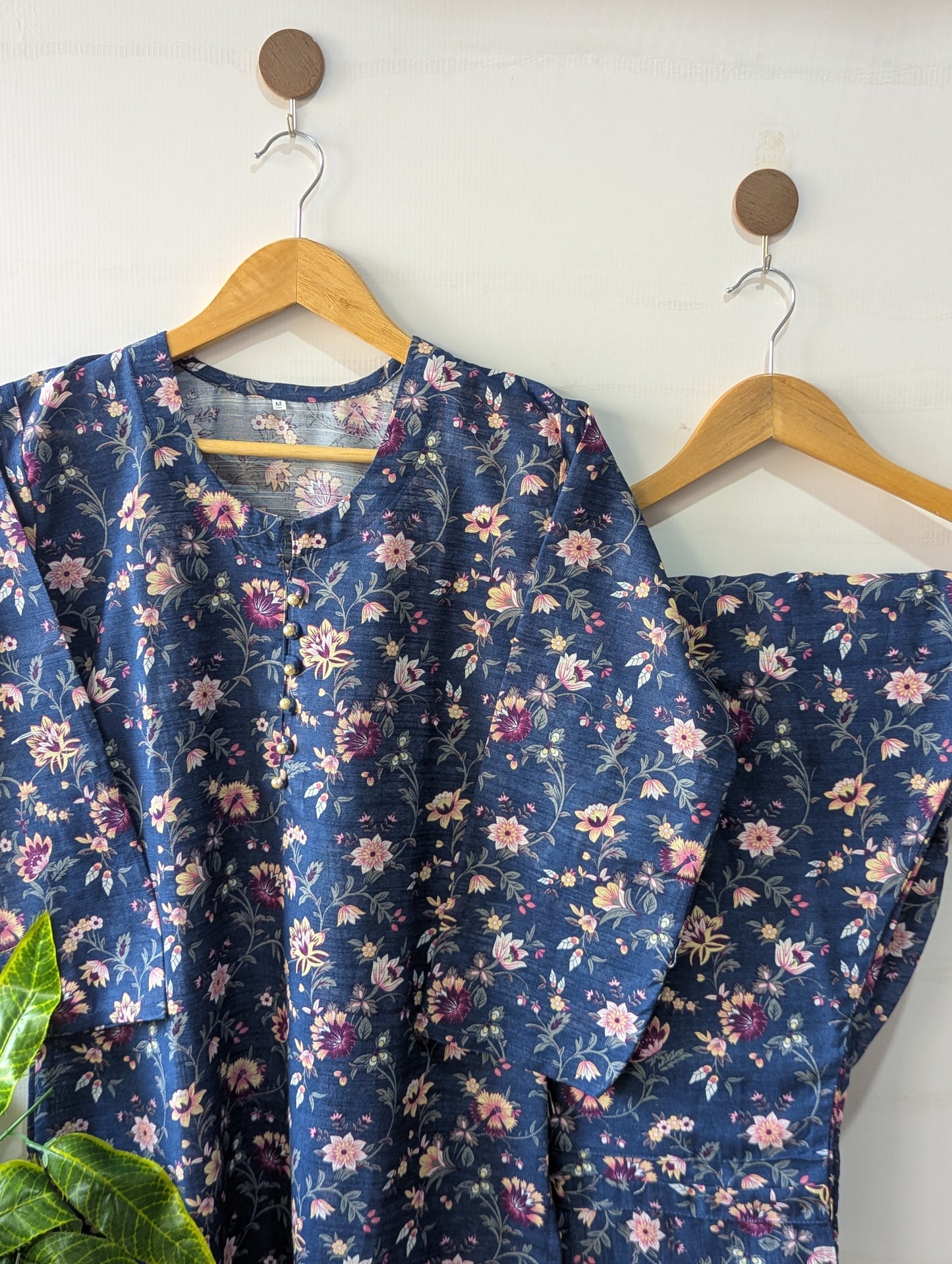 Navy Petals Khaddar Stitched 2pc