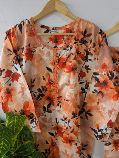 Saffron Floral lawn 2pc Co-ord Set