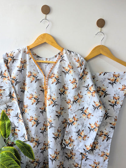 Sunset Petals Lawn Stitched 2pc