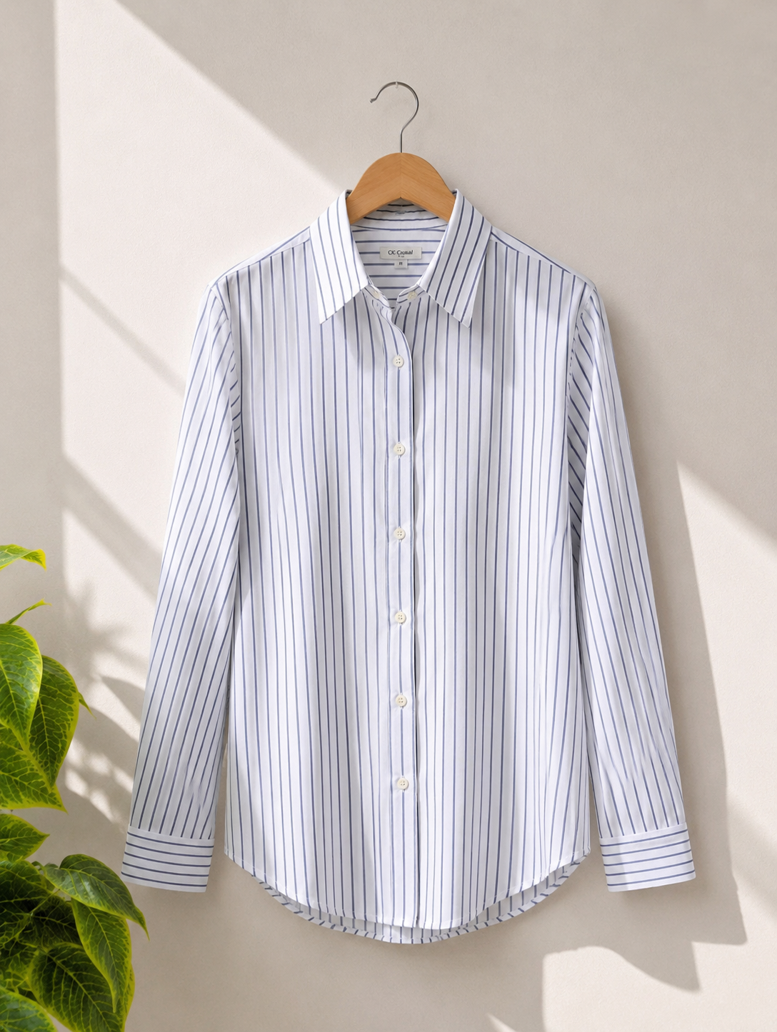 Blue Striped Corset Back Shirt