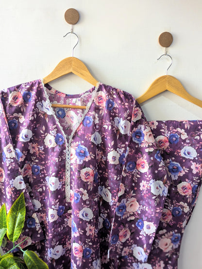 Magenta Florals Lawn Stitched 2pc