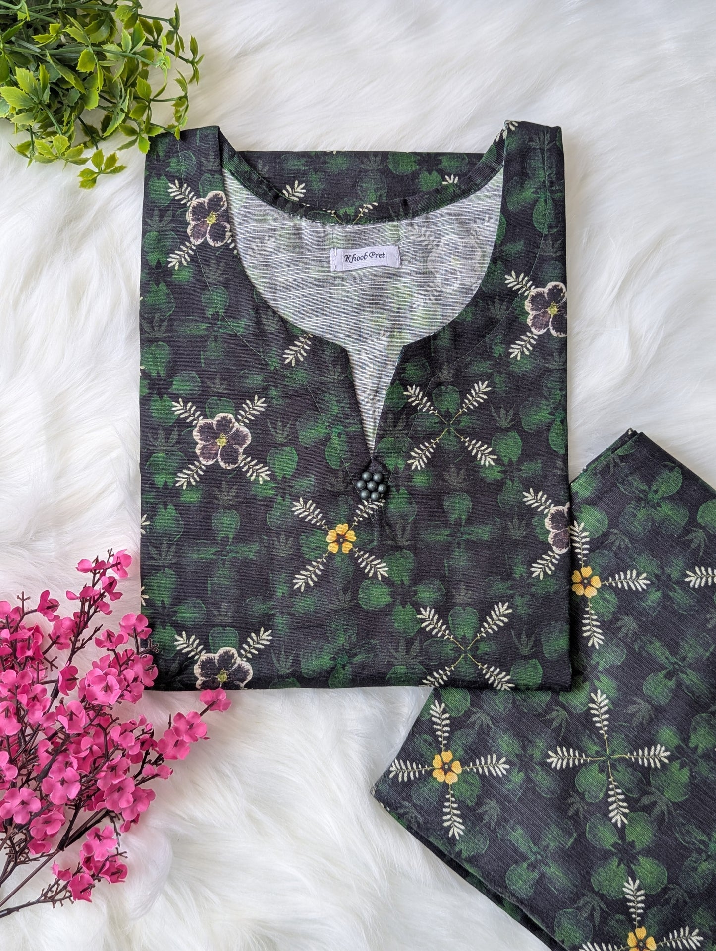 Dark Flora Khaddar Stitched 2pc Dress