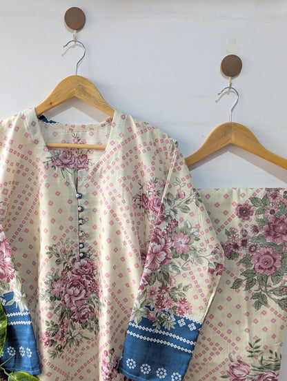 Soft Petals Khaddar Stitched 2pc