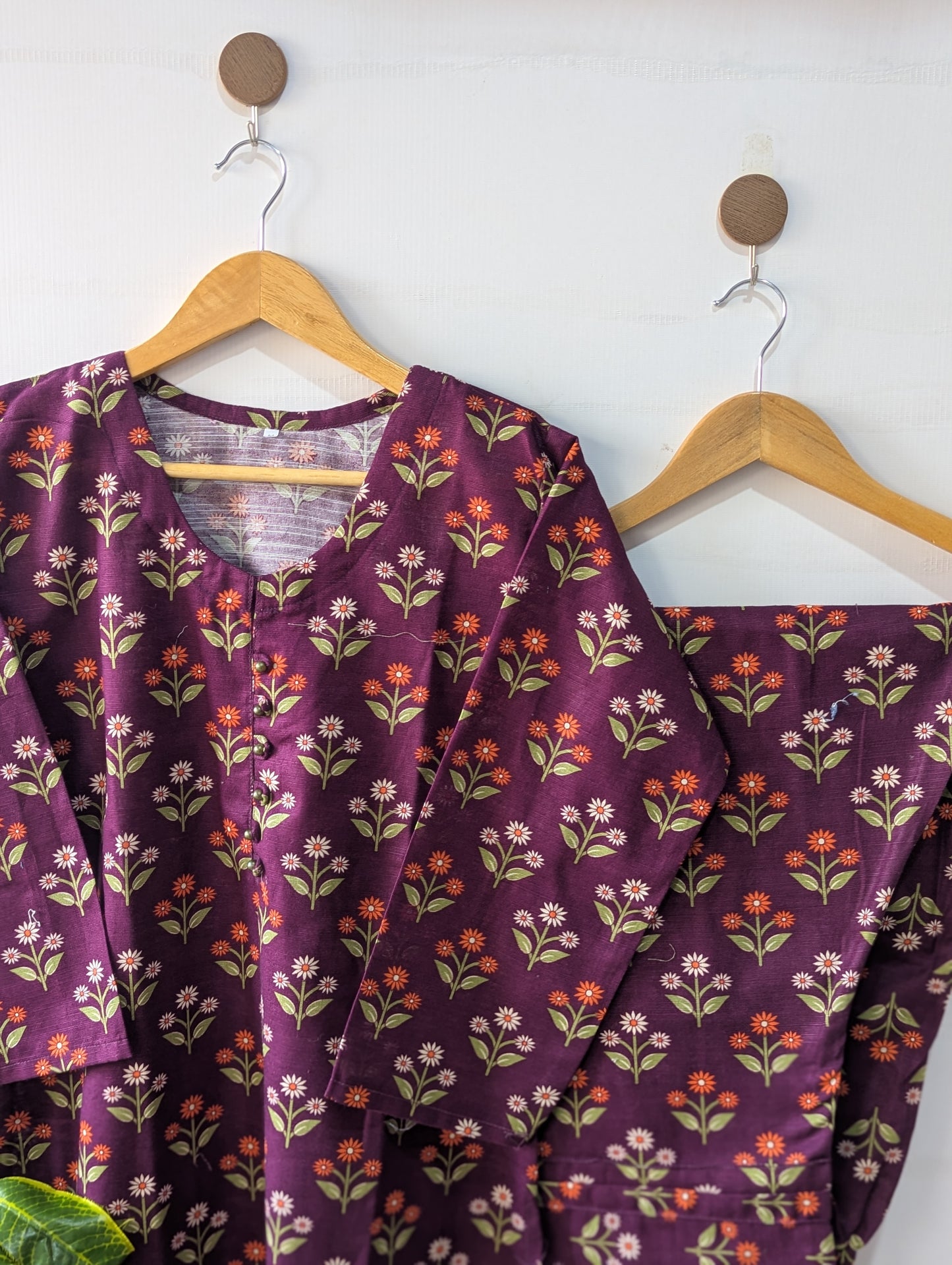 Burgundy Florals Khaddar Stitched 2pc