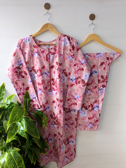 Pink Petals Lawn 2pc Co-ord Dress