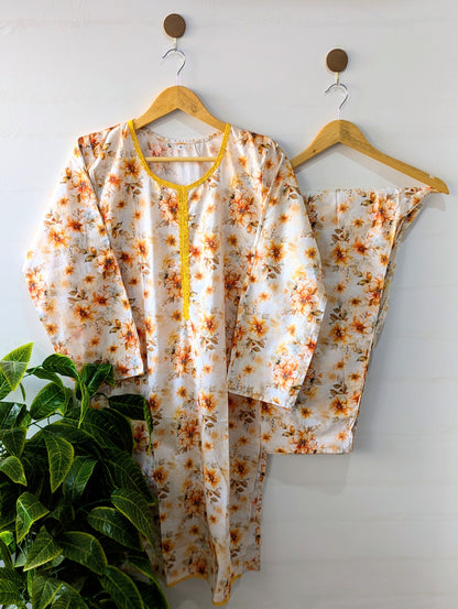 Yellow Florals Lawn 2pc Co-ord Set