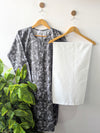 Greyish Floral & White Wide Leg Plazo - 2pcs