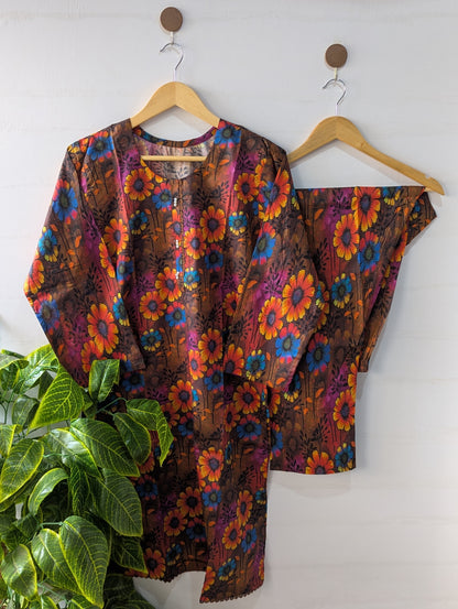 Dark Sunflower Lawn 2pc Co-ord Set