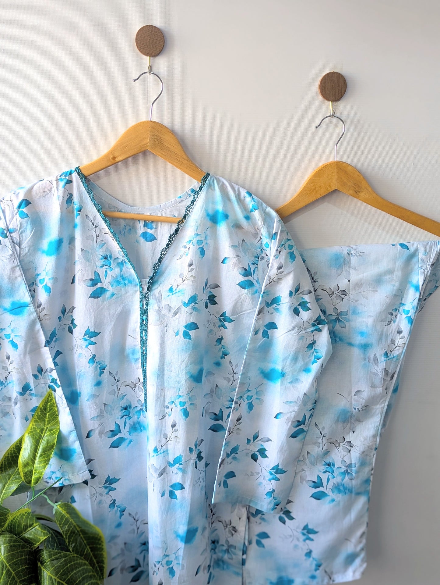 Ice Blue Petals Lawn Stitched 2pc