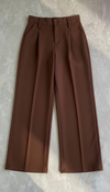 Wide Leg Pleated Korean Pants- Brown