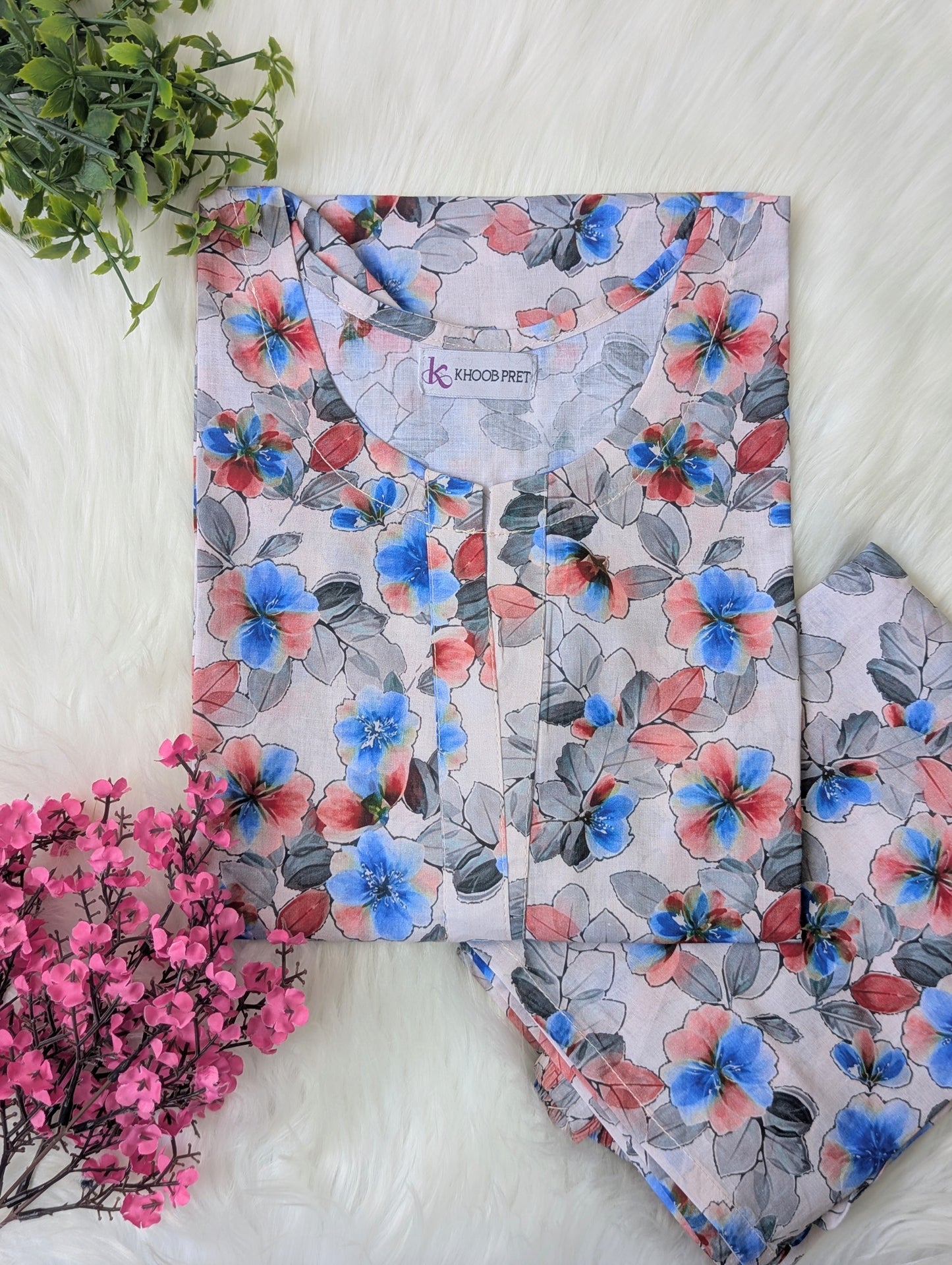 Light Blue Petals Lawn Stitched 2pc