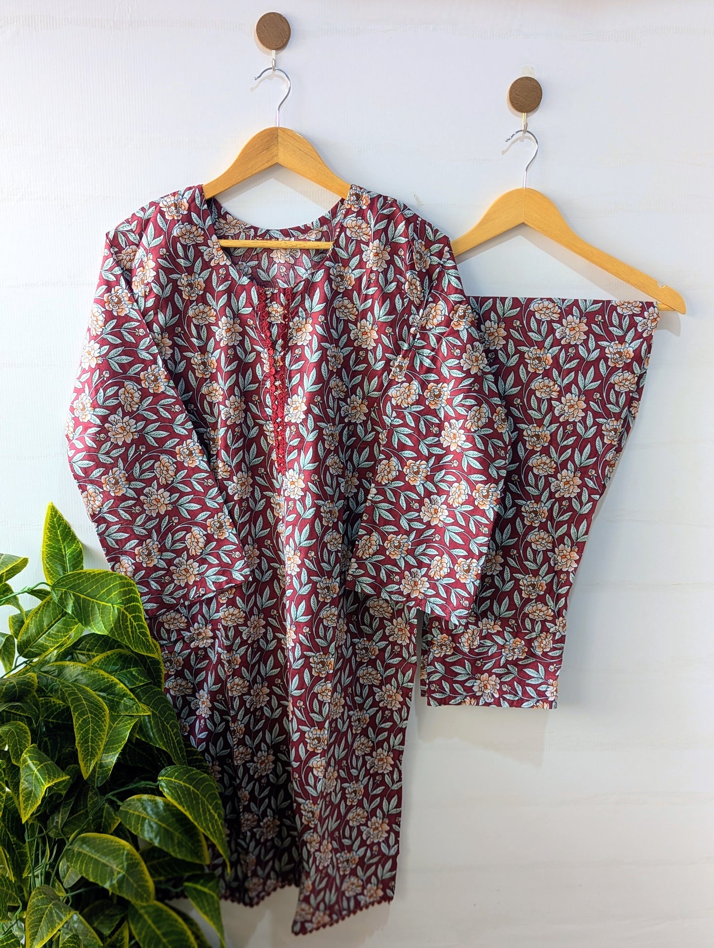 Maroon Petals 2pc Co-ord Set