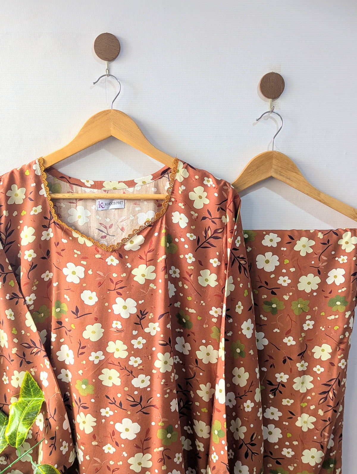 Mustard Floral Linen Stitched 2pc