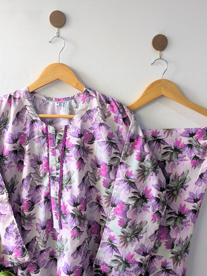 Lilac Florals Lawn Stitched 2pc