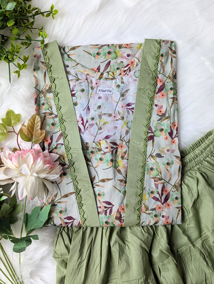 Mint Petals Lawn Farshi Shalwar Set - 2pc Dress