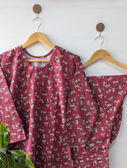 Maroon Petals Khaddar Stitched 2pc