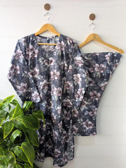 Ice Grey Florals Lawn 2pc Co-ord Set