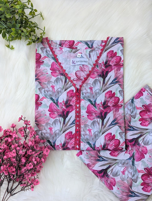 Floral Bloom Lawn Stitched 2pc